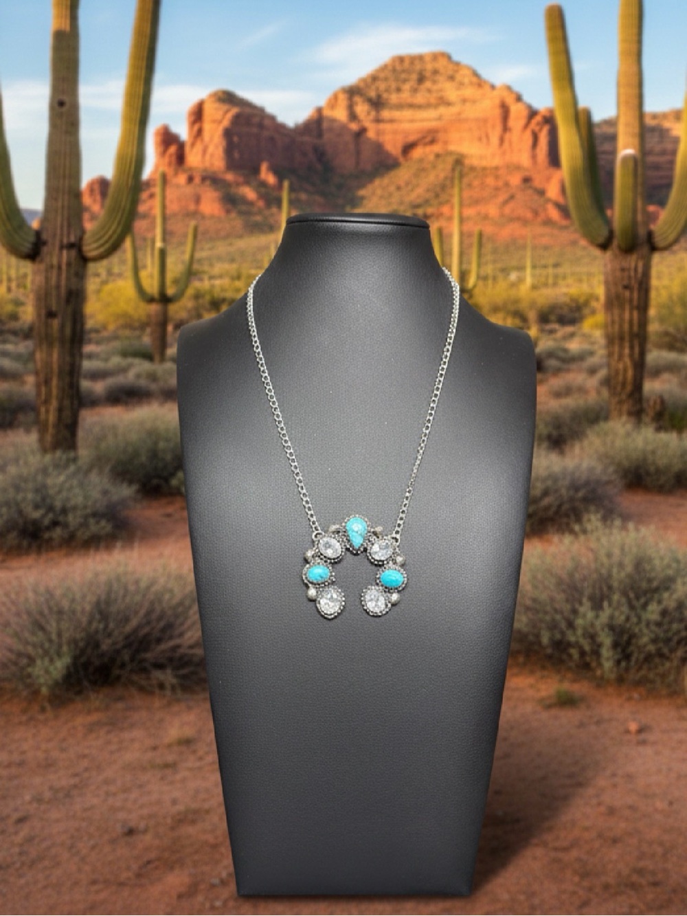 Southwest Sparkle Naja Style Necklace 925 silver turquoise